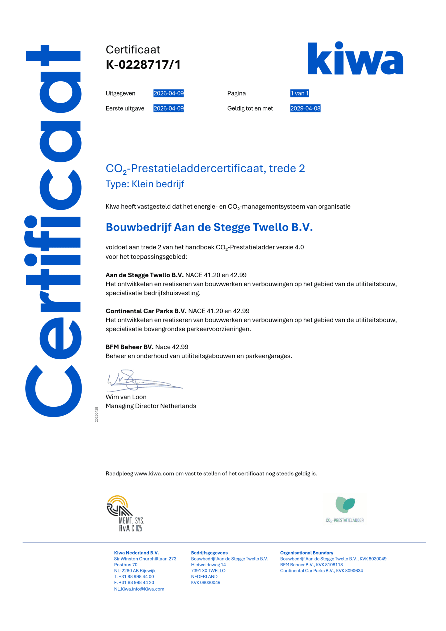 CO2-Prestatieladder certificaat